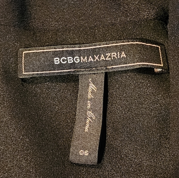 BCBGMAXAZRIA Black Halter Sheath Dress Open Back Satin Trim Size 06 - Picture 10 of 11